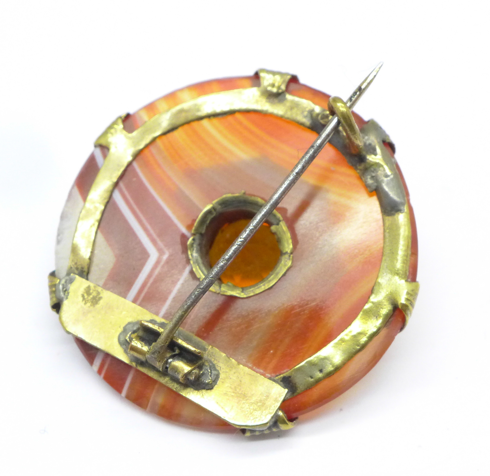 An agate and citrine set brooch, 3. - Image 2 of 2