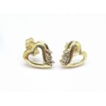 A pair of 9ct gold earrings set with small diamonds