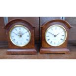 Two modern arch topped mantel clocks