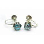 A pair of vintage screw back cubic zirconia set earrings