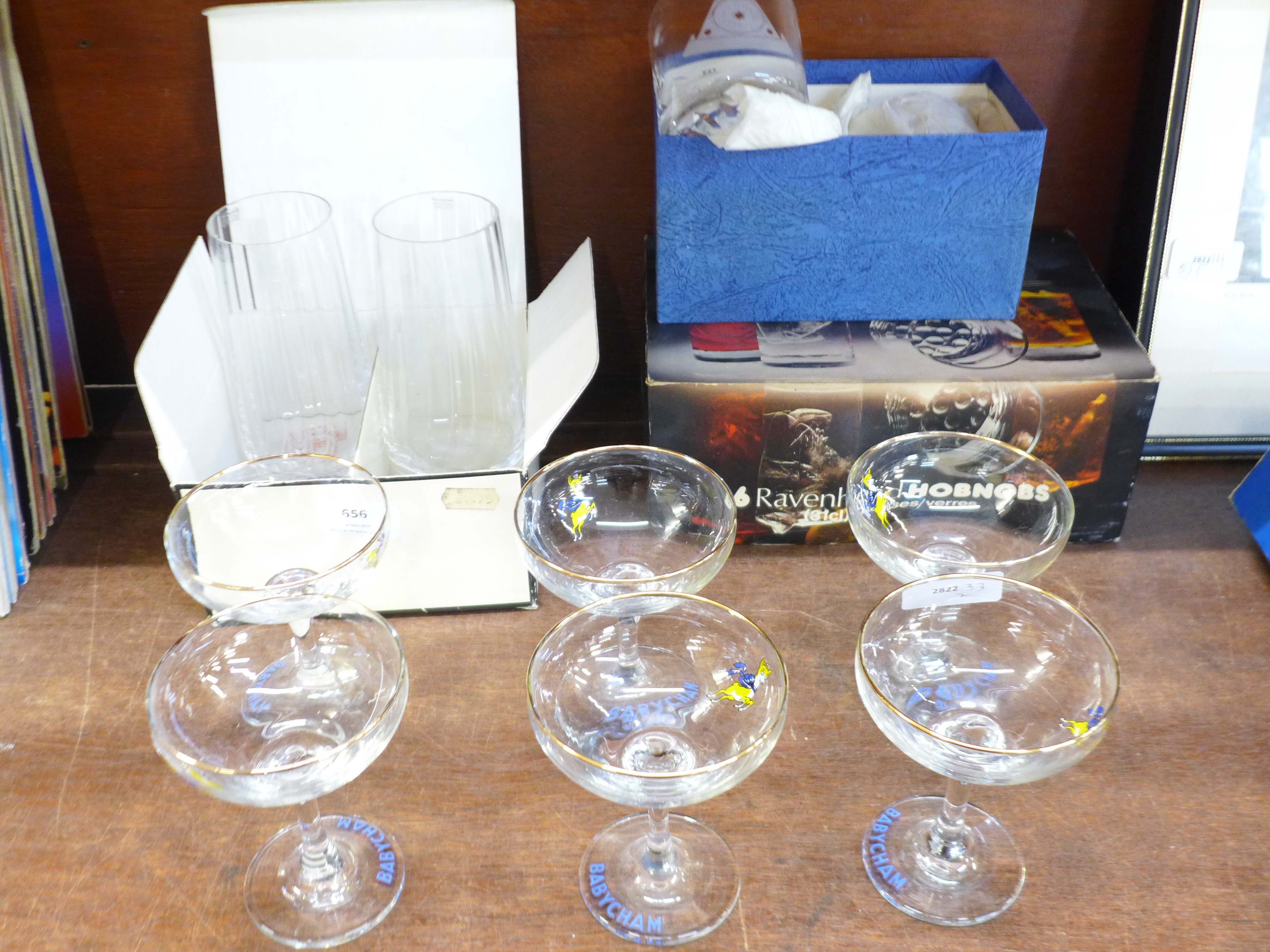 Six Babycham glasses, two Wedgwood hi-ball glasses,