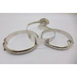 Two silver bangles, 30g,