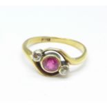 An 18ct gold, ruby and diamond ring, 2.