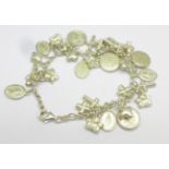 A silver charm bracelet,