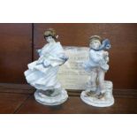 Two Coalport figures, The Boy and Visiting Day,