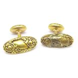 A pair of yellow metal cufflinks marked 14, a/f,