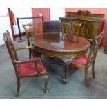 An Edward VII Chippendale Revival mahogany dining suite, comprising dining table,