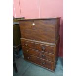 A small Victorian scumbled pine chest on chest