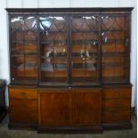 A large Victorian mahogany breakfront library bookcase