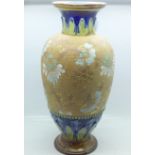 A Doulton Lambeth vase, stapled repair to base,