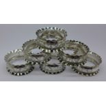 A set of six silver napkin rings by Smith Brothers, Birmingham 1903, in original box, 38g,