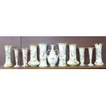 Five pairs of Crown Ducal vases and a two handled vase