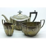 A three piece silver plated teaset