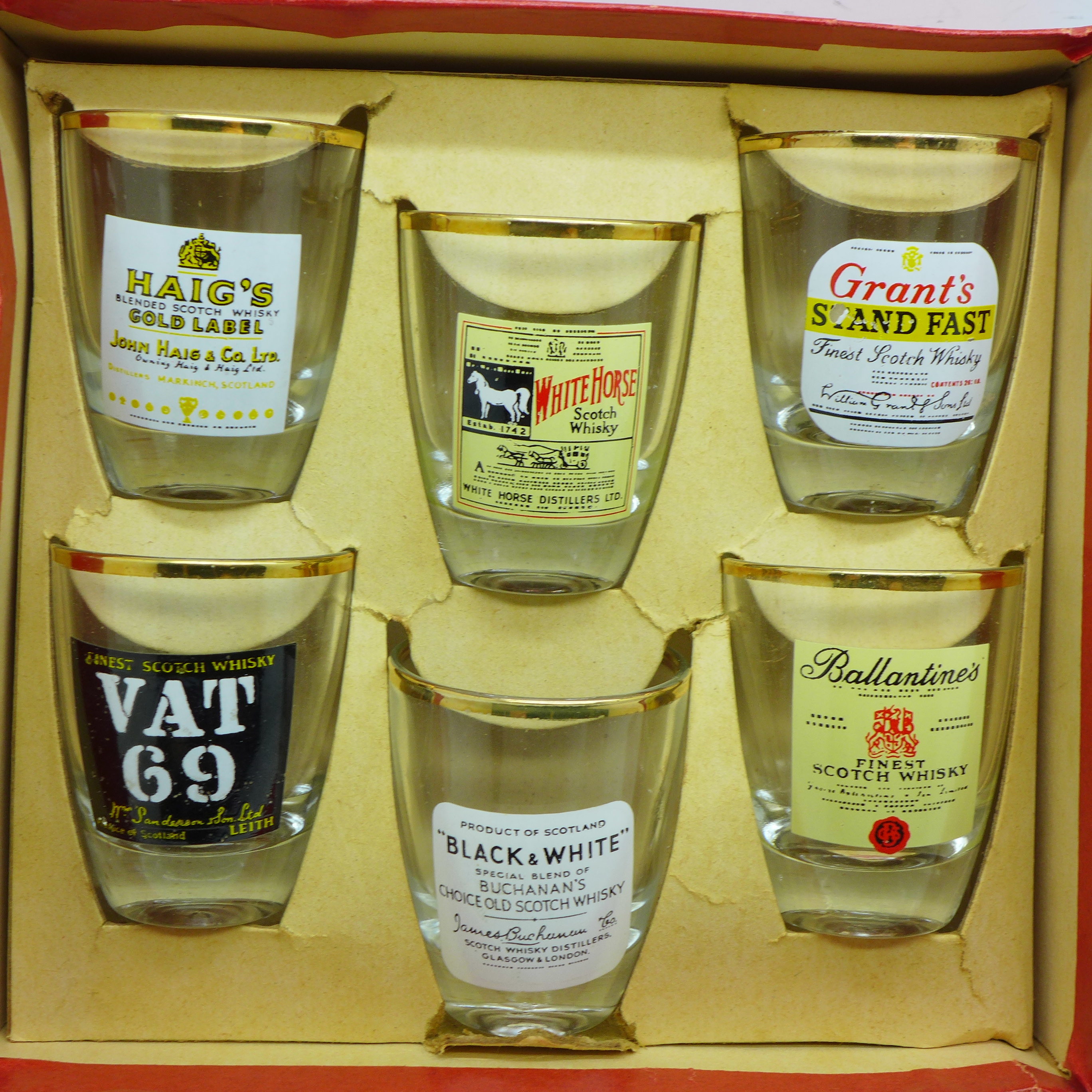 A set of six advertising whisky tots including Grants, VAT 69, - Image 2 of 2