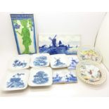 Five Royal Copenhagen dishes, Delft tiles,