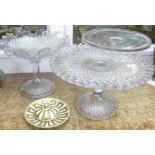 Three glass comports,