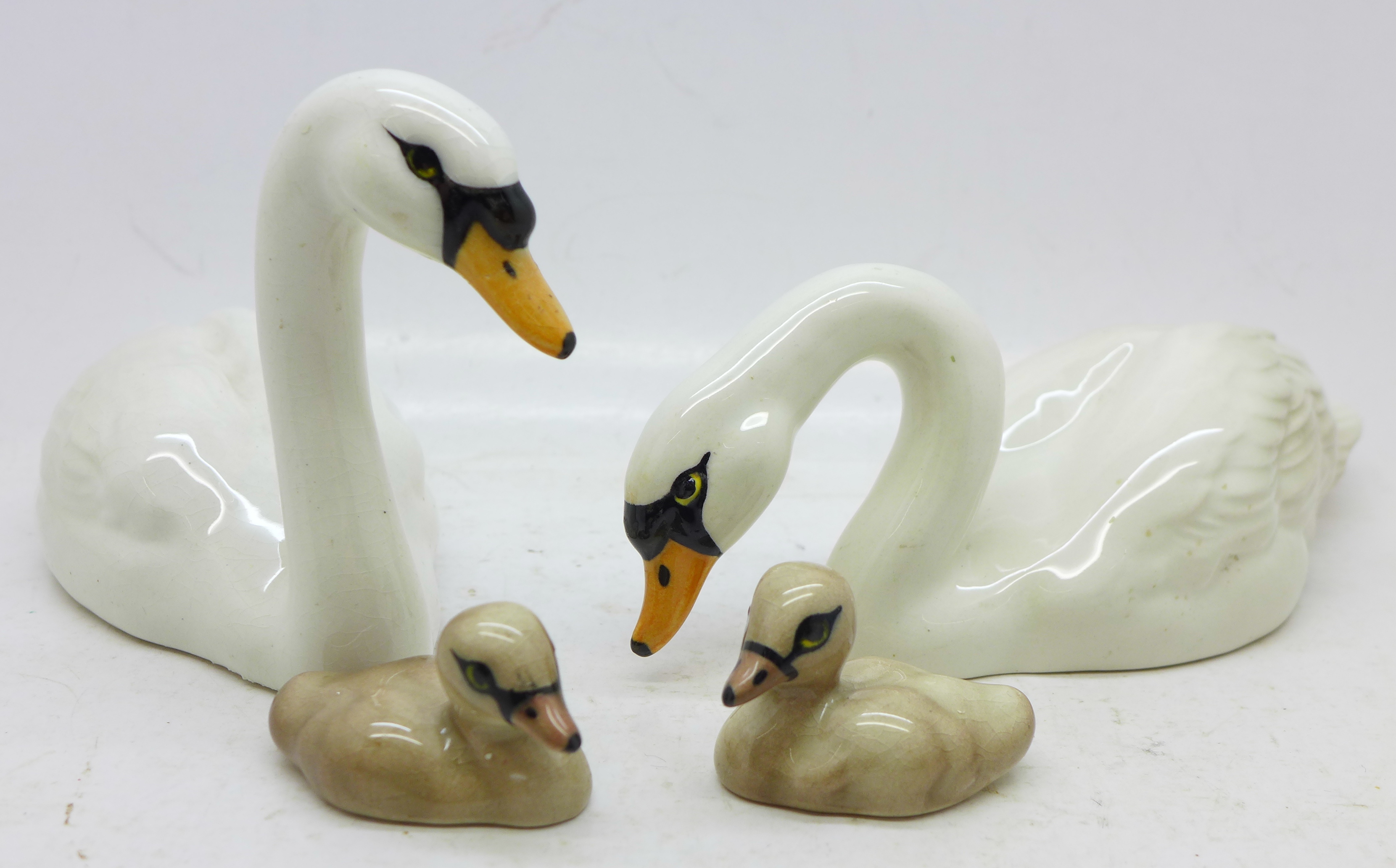 Two Beswick swans,