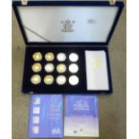 A set of twelve silver Royal Mint The Queen Mother Centenary Collection coins,