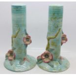 A pair of Clarice Cliff vases, one a/f, (small chip to base), 18.