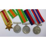 Four WWII medals addressed to F.W. Lee Esq.