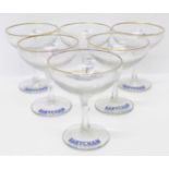 Six Babycham glasses