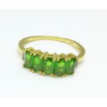 A silver gilt, Russian diopside and ten diamond ring,