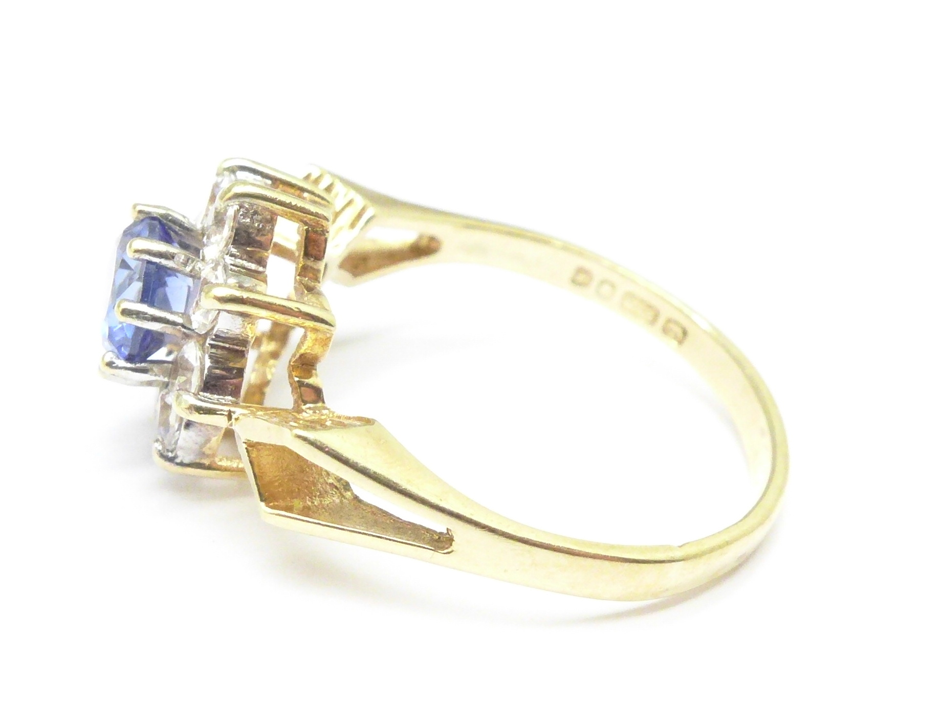 A 9ct gold, tanzanite and white stone ring, 2. - Image 2 of 3