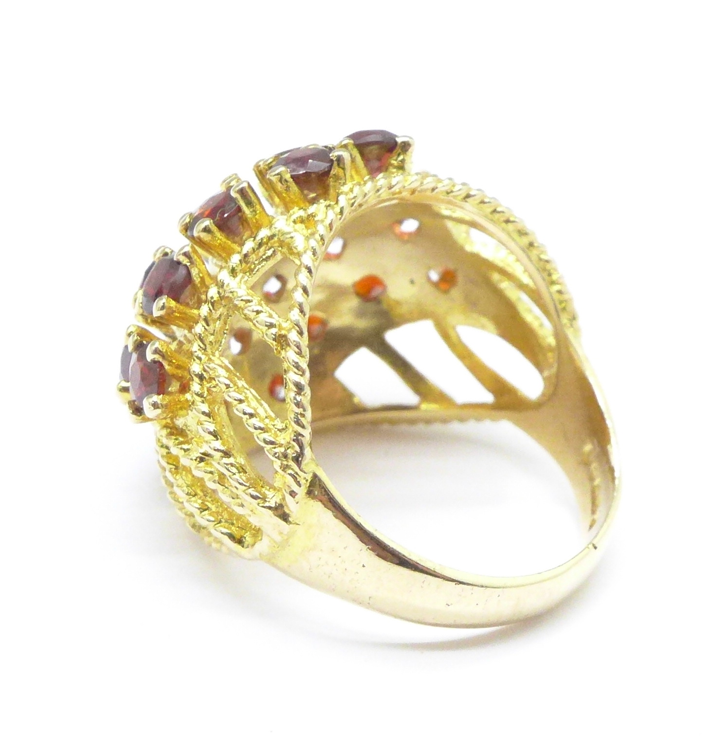 A large 9ct gold garnet set cocktail ring, 7. - Image 2 of 2