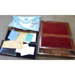 A 19th Century writing slope and a Masonic case with regalia