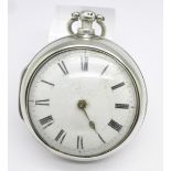 A silver pair cased pocket watch