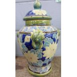 A majolica lidded jar,