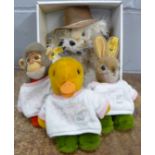 Three Steiff soft toys and a Chad Valley limited edition Teddy's Teddy bear