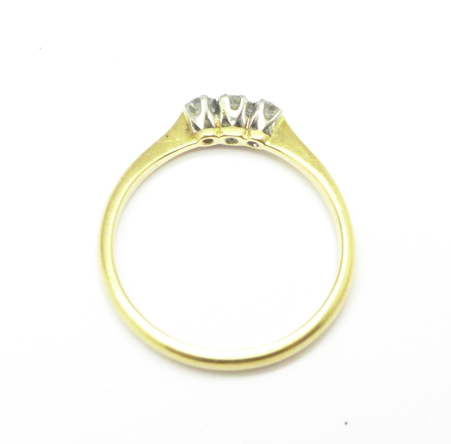 An 18ct gold diamond trilogy ring, 2g, - Image 2 of 2