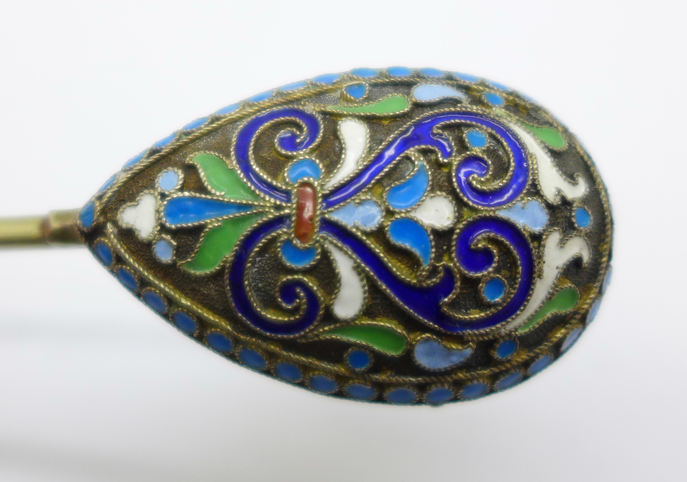 A Russian silver and enamel spoon, 13. - Image 3 of 3