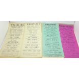 A collection of seventeen 1940's wrestling event flyers, Public Baths,