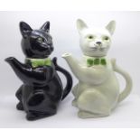 Two Tony Wood cat teapots