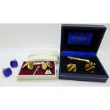 A pair of Stratton 'Expanda' cufflinks in original box and two other pairs of cufflinks
