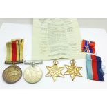 A set of four WWII medals to 29191 N.