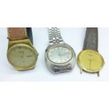 Two Seiko quartz wristwatches and a Citizen automatic wristwatch