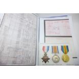 WWI medals with copies of service records, etc., all named to Tarver, War Medal to 25777 Pte. F.T.