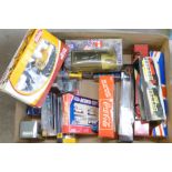 A Joal die-cast digger, JCB tractor and trailer and other die-cast model vehicles,