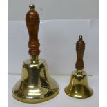 Two brass hand bells