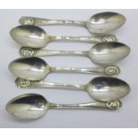 Six Oneida Community plate spoons with silent film star portraits including Richard Dix and Mae