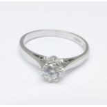 An 18ct white gold, diamond solitaire ring, approximately 0.40 carat weight, 2.