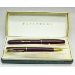 A cased Waterman's W2-256 pen and pencil set