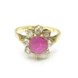 A 9ct gold, ruby and white stone ring, 2.