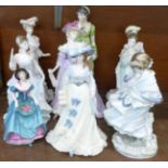 Eight Coalport figures including Lilly Langtry and limited edition,