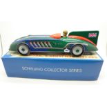 A tin plate clockwork racing car, Schylling Collector Series,
