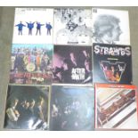 Ten LP records, The Beatles, Rolling Stones, etc.
