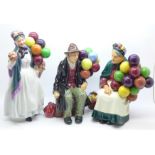 Three Royal Doulton figures, The Balloon Man, HN1954, Biddy Pennyfarthing,